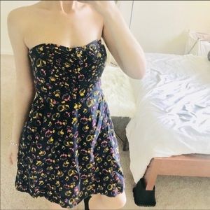 UO kimchi blue navy floral strapless dress